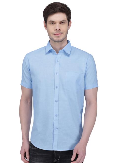 light blue solid casual shirt - 16823201 - Very Small Image - 1