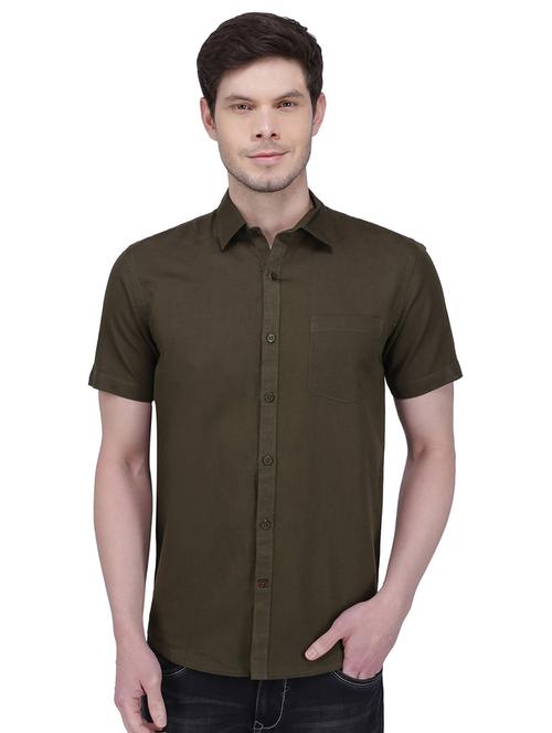 green solid casual shirt - 16823203 - Very Small Image - 1