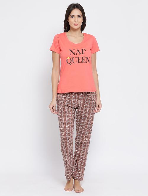 quirky tee with striped pajama set - 16823795 - Very Small Image - 1