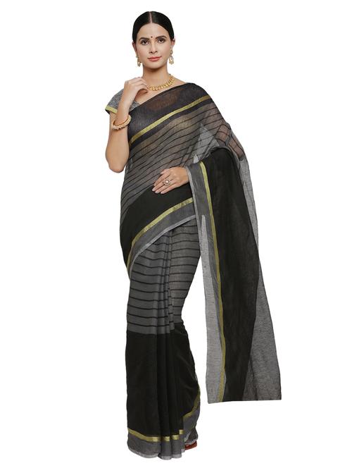striped woven saree with blouse - 16824170 - Very Small Image - 1