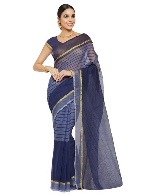 striped woven saree with blouse - 16824171 - Very Small Image - 1
