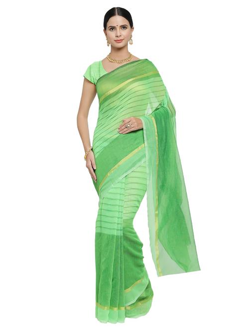striped woven saree with blouse - 16824174 - Very Small Image - 1