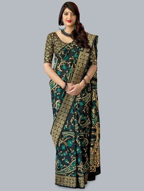 self design banarasi silk saree with blouse - 16824266 - Very Small Image - 1