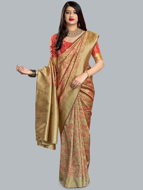 self design banarasi silk saree with blouse - 16824271 - Very Small Image - 1
