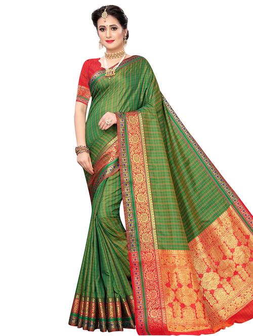 checkered kanjivaram saree with blouse - 16824790 - Very Small Image - 1