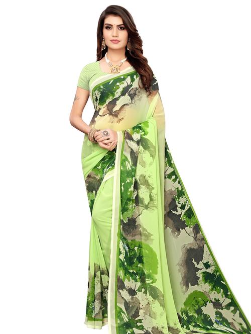 floral printed saree with blouse - 16824807 - Very Small Image - 1
