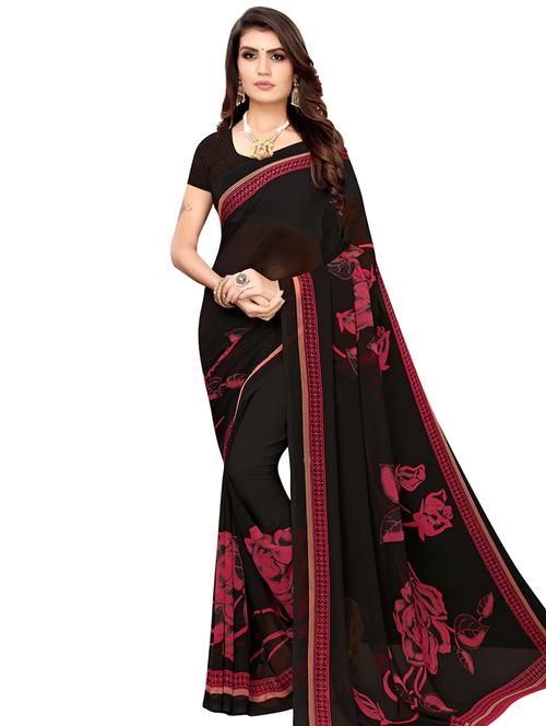 floral printed saree with blouse - 16824814 - Very Small Image - 1