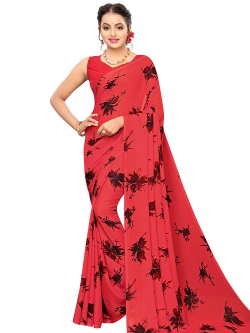 floral printed saree with blouse - 16824818 - Very Small Image - 1
