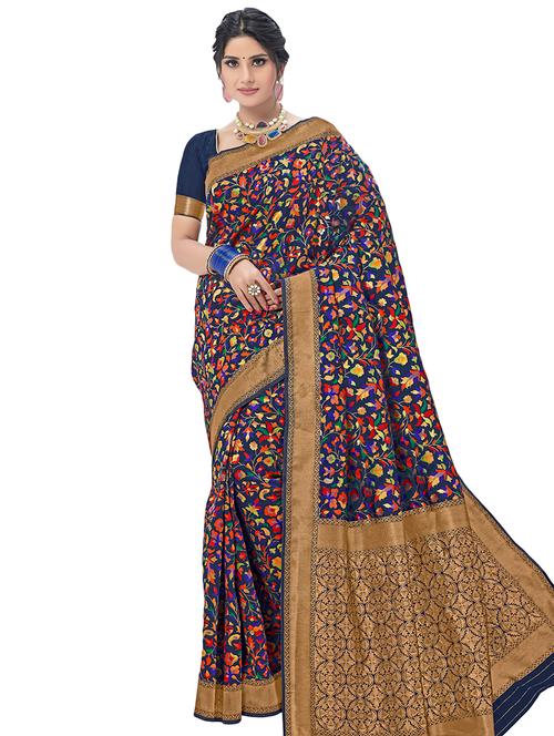 self design woven saree with blouse - 16825073 - Very Small Image - 1