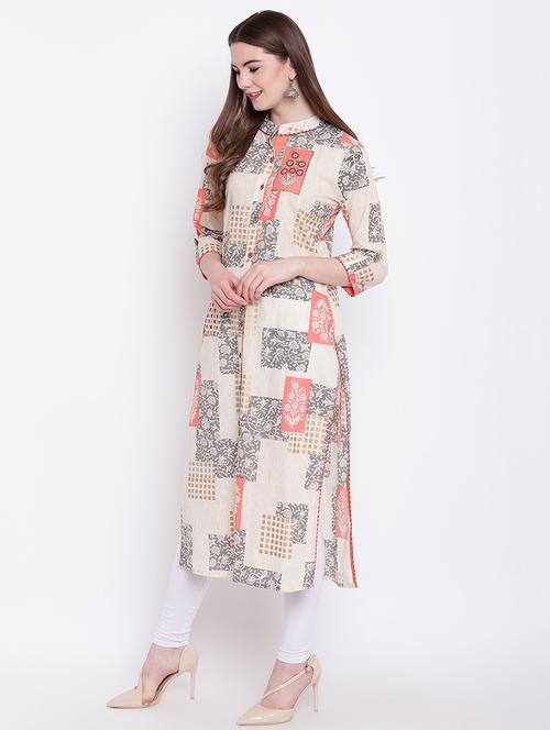 printed straight kurta - 16825295 - Very Small Image - 1