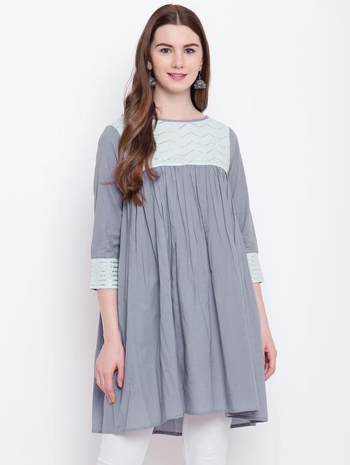 gota work flared kurta - 16825305 - Very Small Image - 1