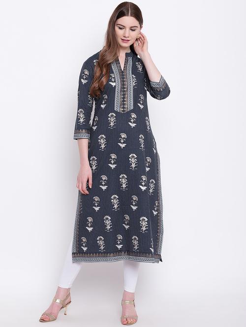 floral straight kurta - 16825319 - Very Small Image - 1