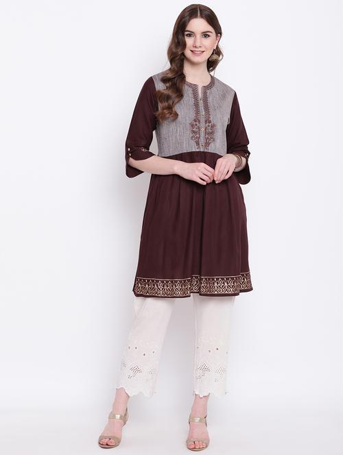 embroidered flared kurta - 16825326 - Very Small Image - 1