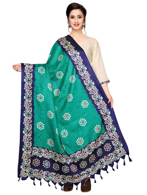 turquoise poly silk dupatta - 16825853 - Very Small Image - 1
