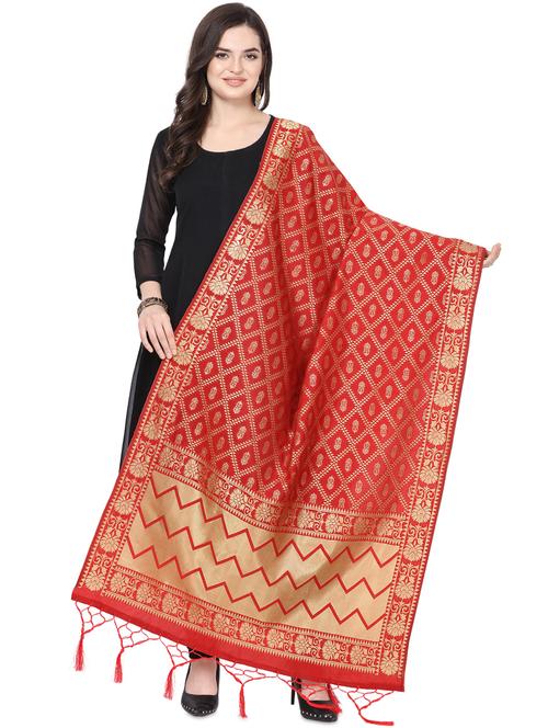 checkered banarasi dupatta - 16825884 - Very Small Image - 1