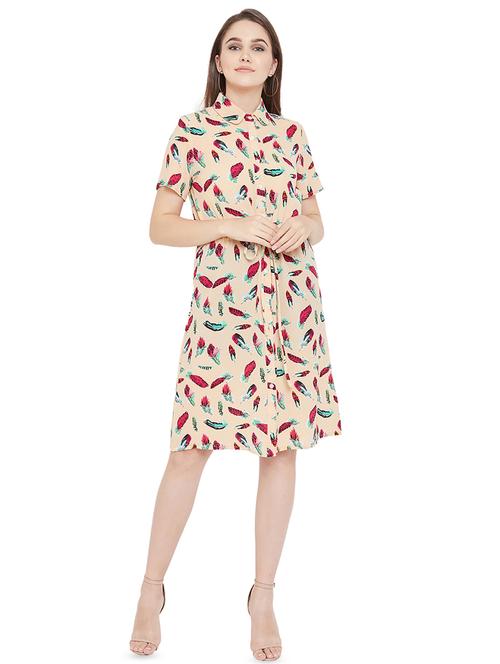 tie front button up a-line dress - 16826092 - Very Small Image - 1