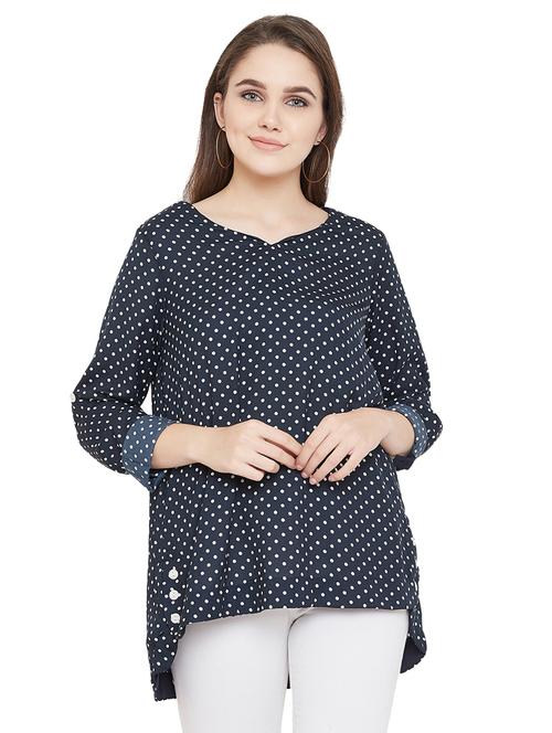 v-neck polka dot high low top - 16826100 - Very Small Image - 1