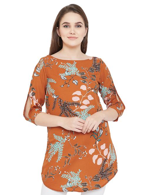 boat neck floral tunic - 16826104 - Very Small Image - 1
