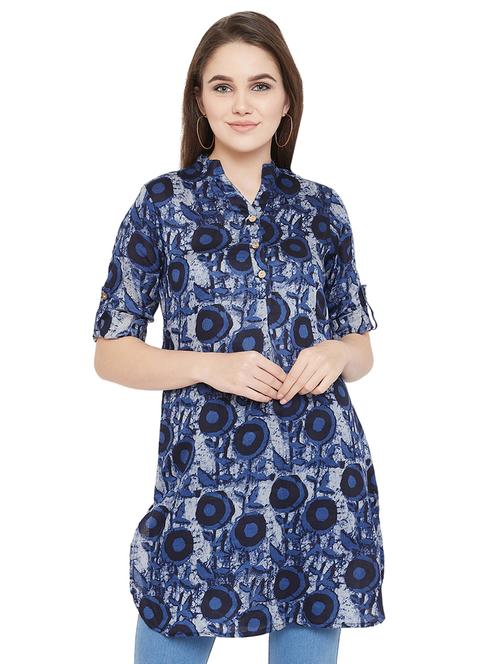 mandarin neck printed tunic - 16826117 - Very Small Image - 1