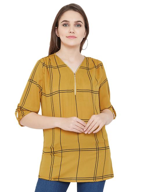 zipper detail checkered tunic - 16826125 - Very Small Image - 1