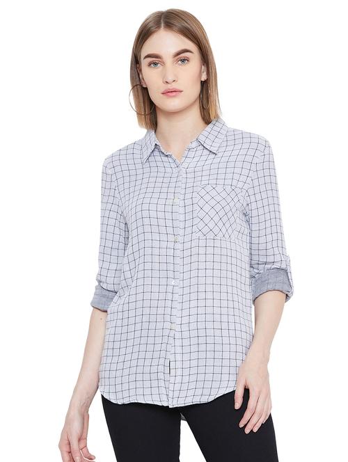 curved hem checkered shirt - 16826127 - Very Small Image - 1