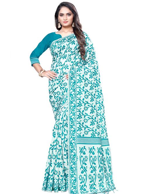 floral print woven saree with blouse - 16826442 - Very Small Image - 1