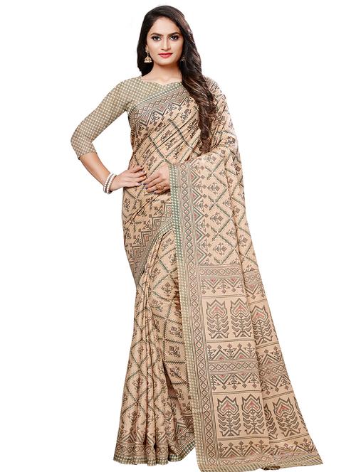 check printed saree with blouse - 16826462 - Very Small Image - 1