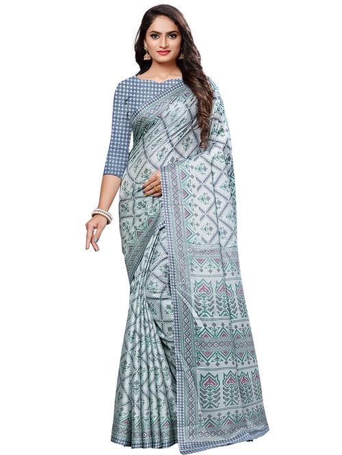check printed saree with blouse - 16826463 - Very Small Image - 1