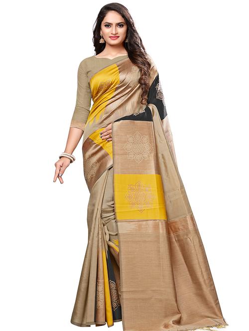 color block woven saree with blouse - 16826467 - Very Small Image - 1