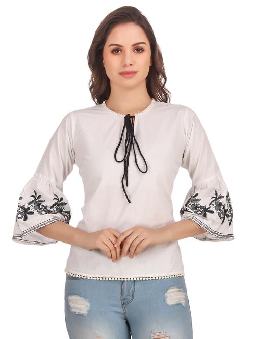 tie up neck bell sleeved top - 16827243 - Very Small Image - 1