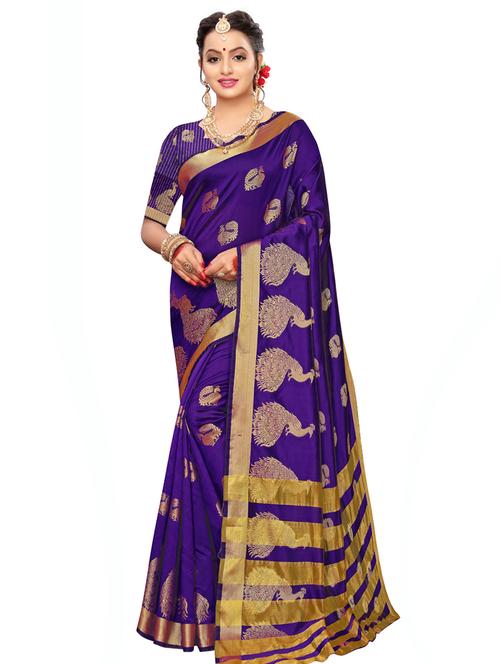 self design kanjivaram saree with blouse - 16827272 - Very Small Image - 1