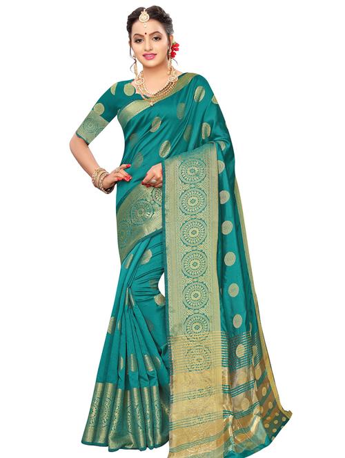 self design kanjivaram saree with blouse - 16827277 - Very Small Image - 1