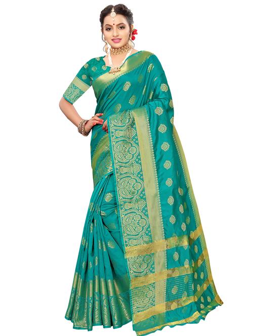 self design kanjivaram saree with blouse - 16827280 - Very Small Image - 1
