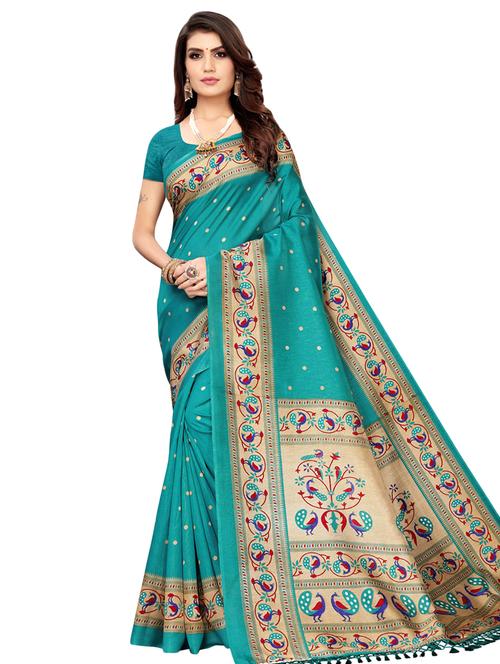 conversational bordered saree with blouse - 16827304 - Very Small Image - 1