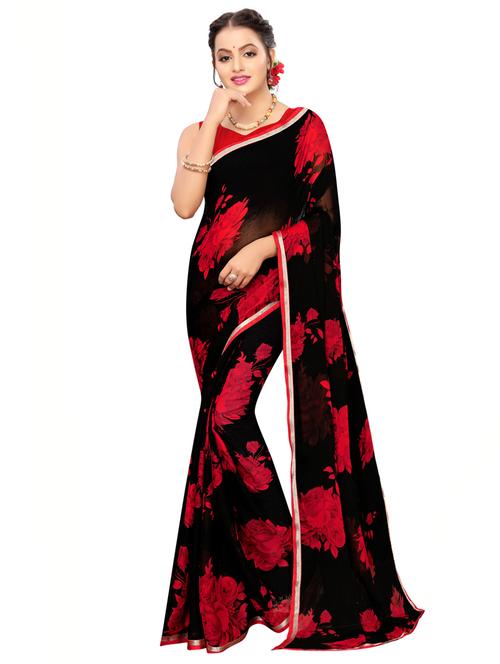 floral printed saree with blouse - 16827321 - Very Small Image - 1