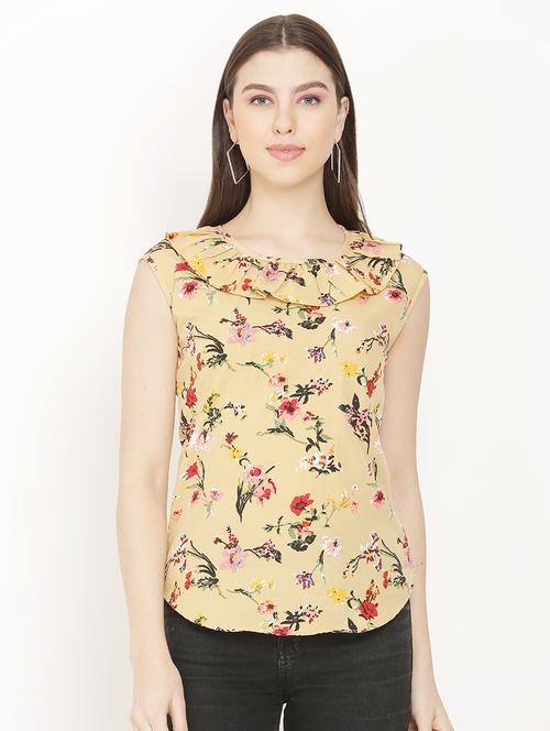 frill detail floral top - 16827493 - Very Small Image - 1