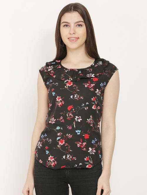 frill detail floral top - 16827494 - Very Small Image - 1