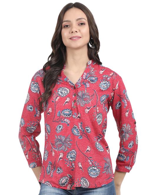 mandarin neck floral top - 16827536 - Very Small Image - 1