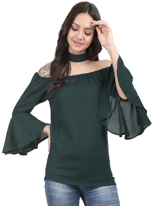choker neck bell sleeved top - 16827538 - Very Small Image - 1