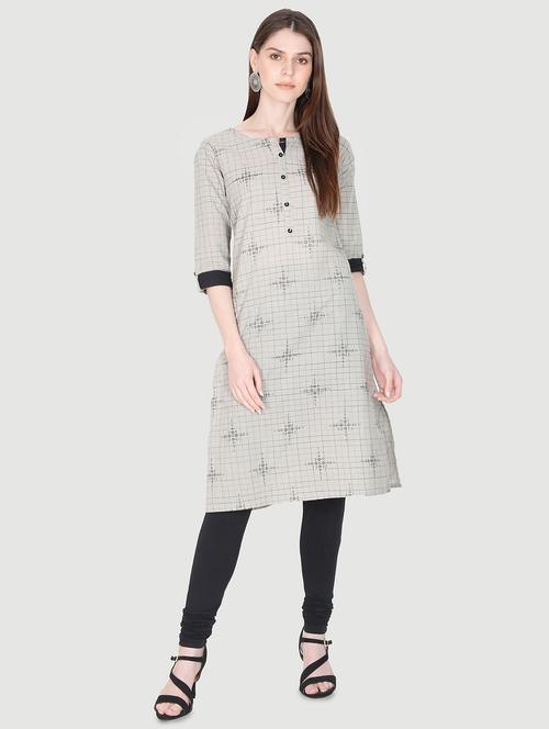 checkered straight kurta - 16827650 - Very Small Image - 1