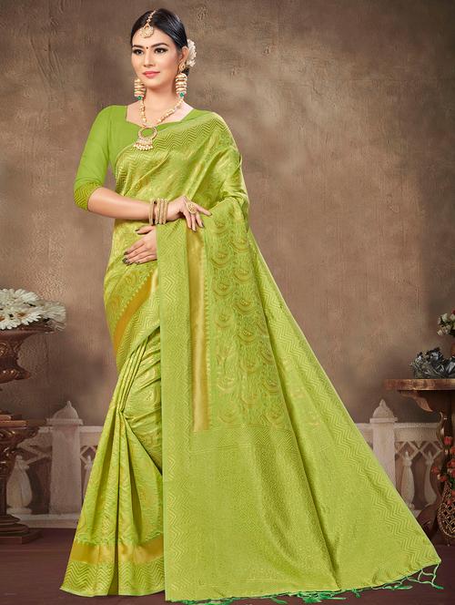 self design banarasi saree with blouse - 16827724 - Very Small Image - 1