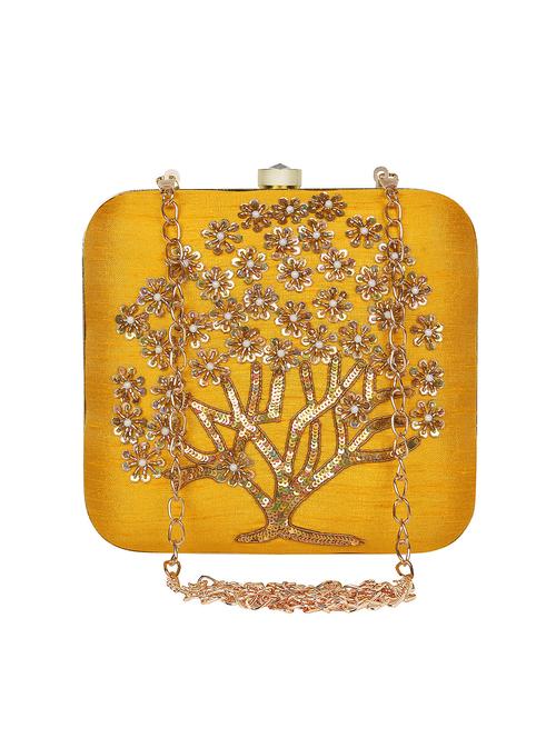 yellow silk box clutch - 16828283 - Very Small Image - 1