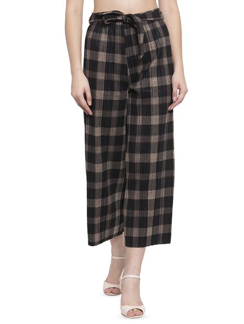 tie front checkered palazzo - 16828462 - Very Small Image - 1