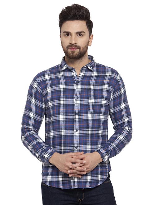 blue checkered casual shirt - 16828468 - Very Small Image - 1