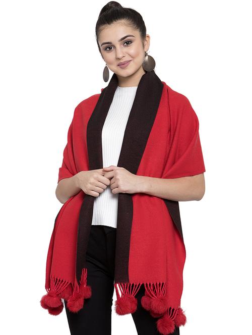 pom pom laced pure silk stole - 16828556 - Very Small Image - 1