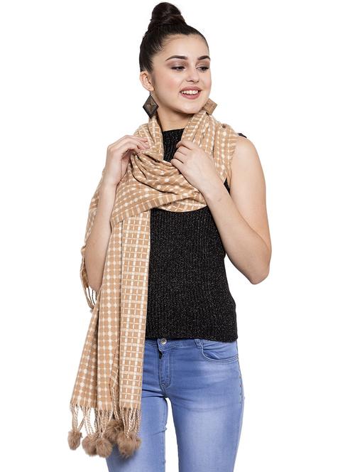 fringed hem checkered acrylic stole - 16828593 - Very Small Image - 1