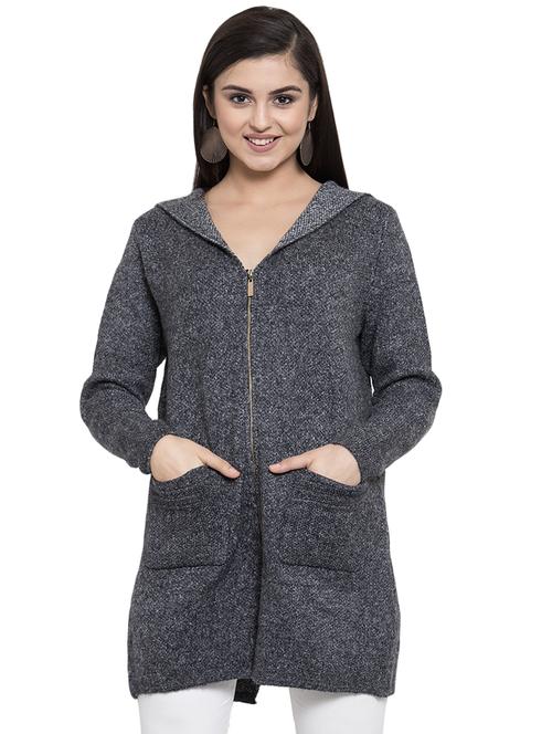 hooded neck wool cardigan - 16828619 - Very Small Image - 1