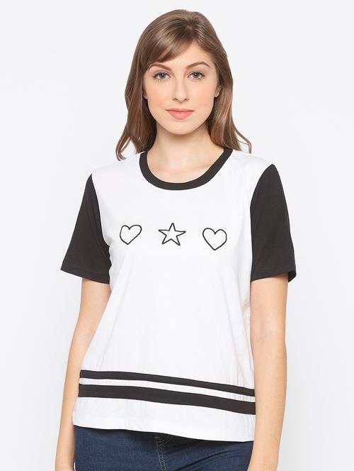 round neck contrast detail top - 16828752 - Very Small Image - 1