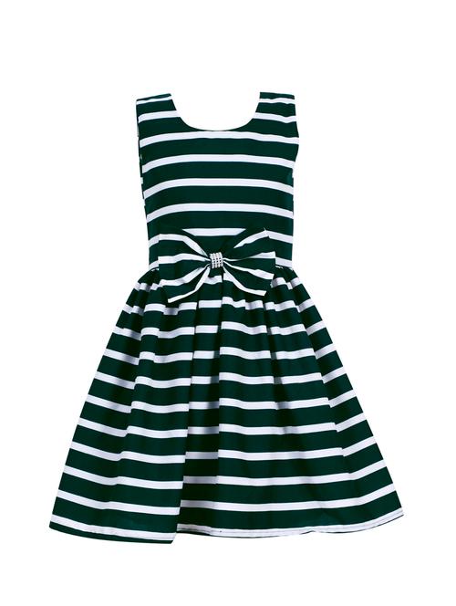 girls round neck striped bow detailed frock - 16828802 - Very Small Image - 1