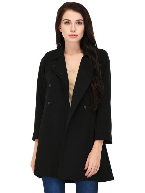 lapel neck solid double breasted coat - 16829002 - Very Small Image - 1